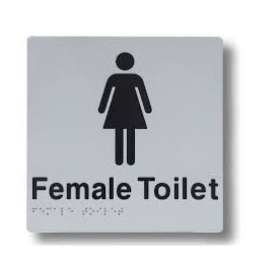 Female toilet Braille sign.