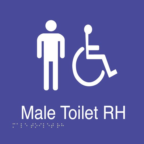 Male Toilet Disabled Right Hand Braille Sign