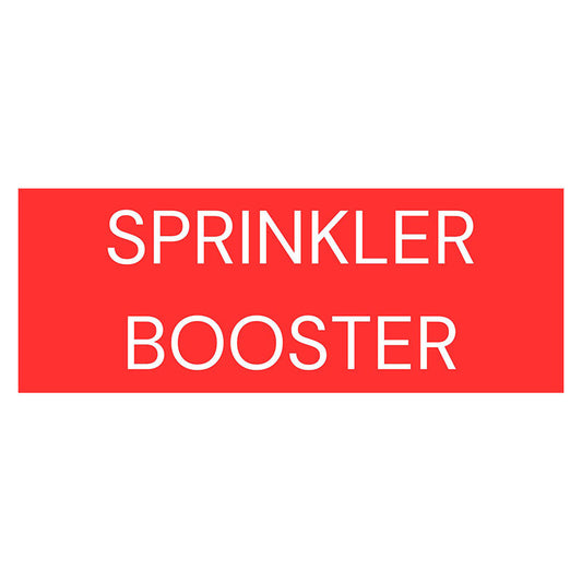 Sprinkler booster sign red white